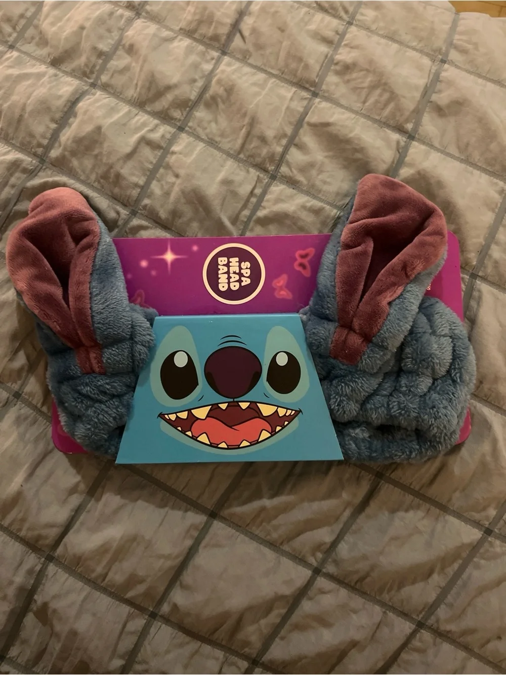 Disney Plush Stitch Spa Headband in Blue and Mauve